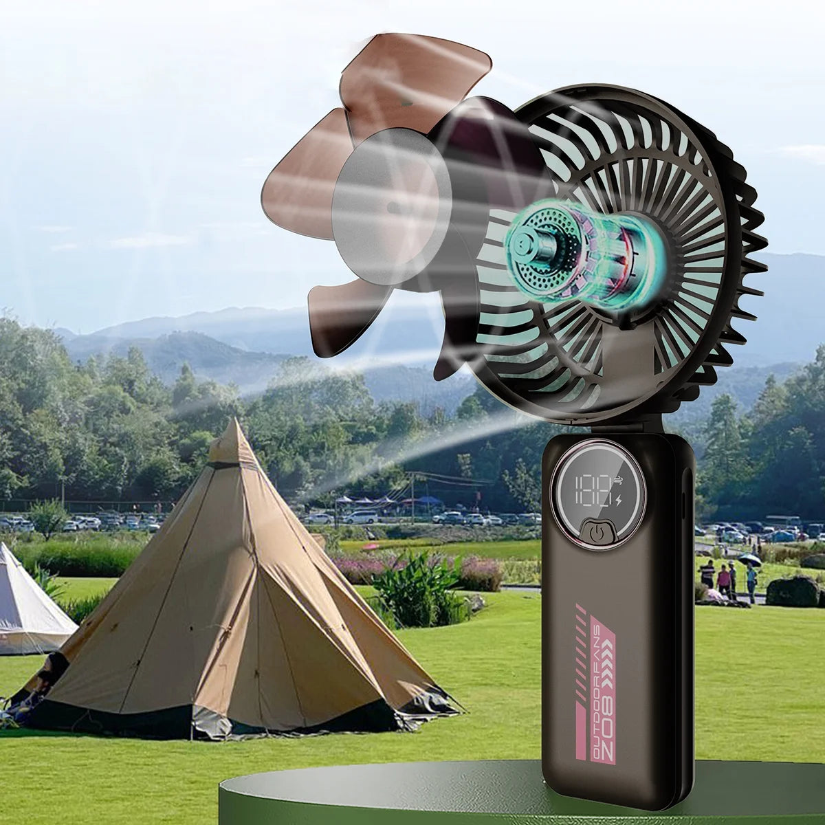 Portable Fan – 4000mAh, Foldable, 6 Speeds, Display