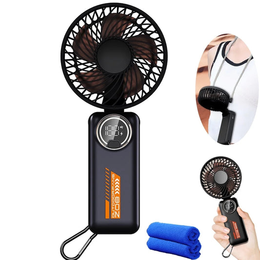 Portable Fan – 4000mAh, Foldable, 6 Speeds, Display
